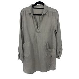 CP Shades linen teton tunic size XS oatmeal gray popover pockets lagenlook beach